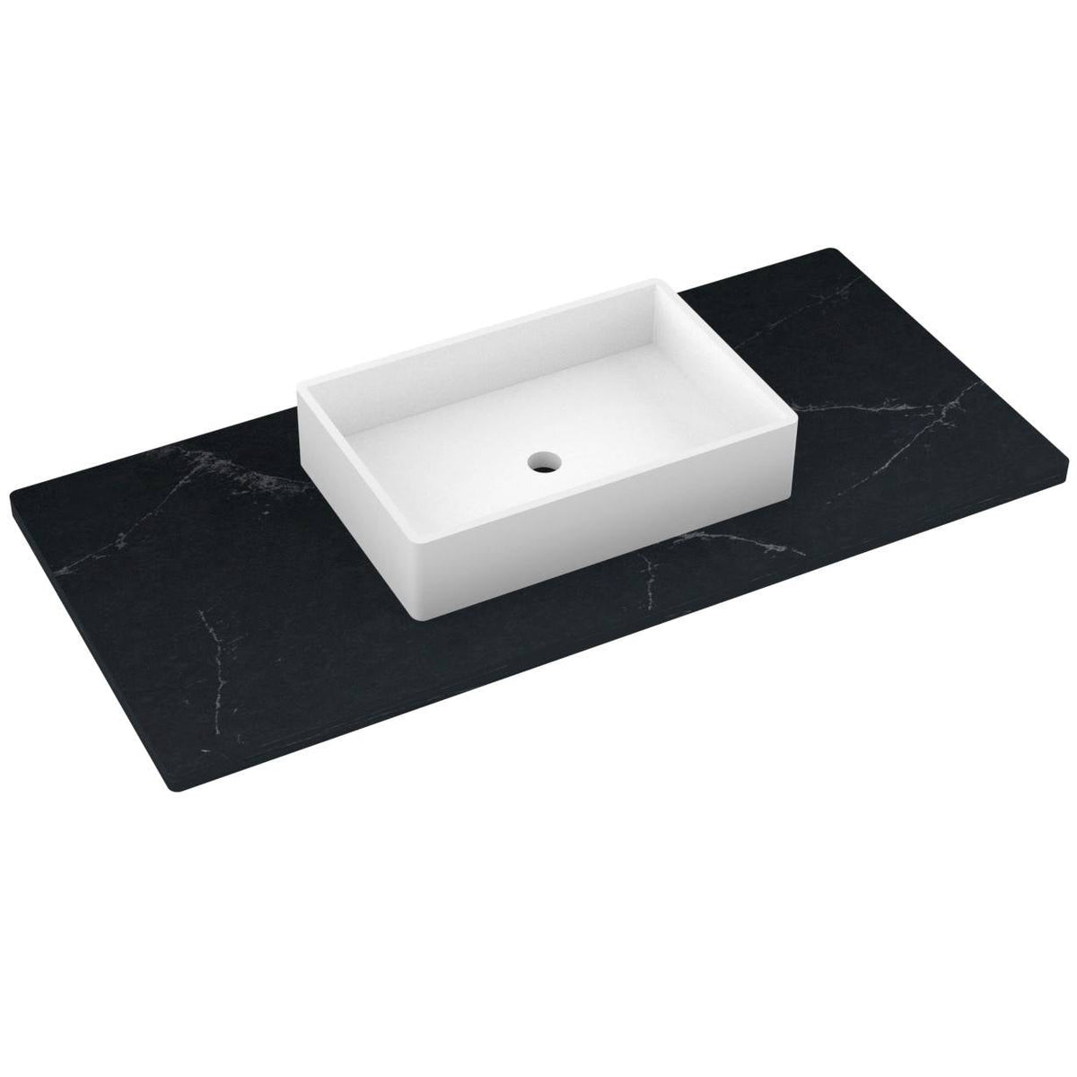 Vanderloc 49&quot; Silestone® Quartz Vanity Top Single Vigo Centered Sink – Eternal Charcoal – No Hole – Not Included