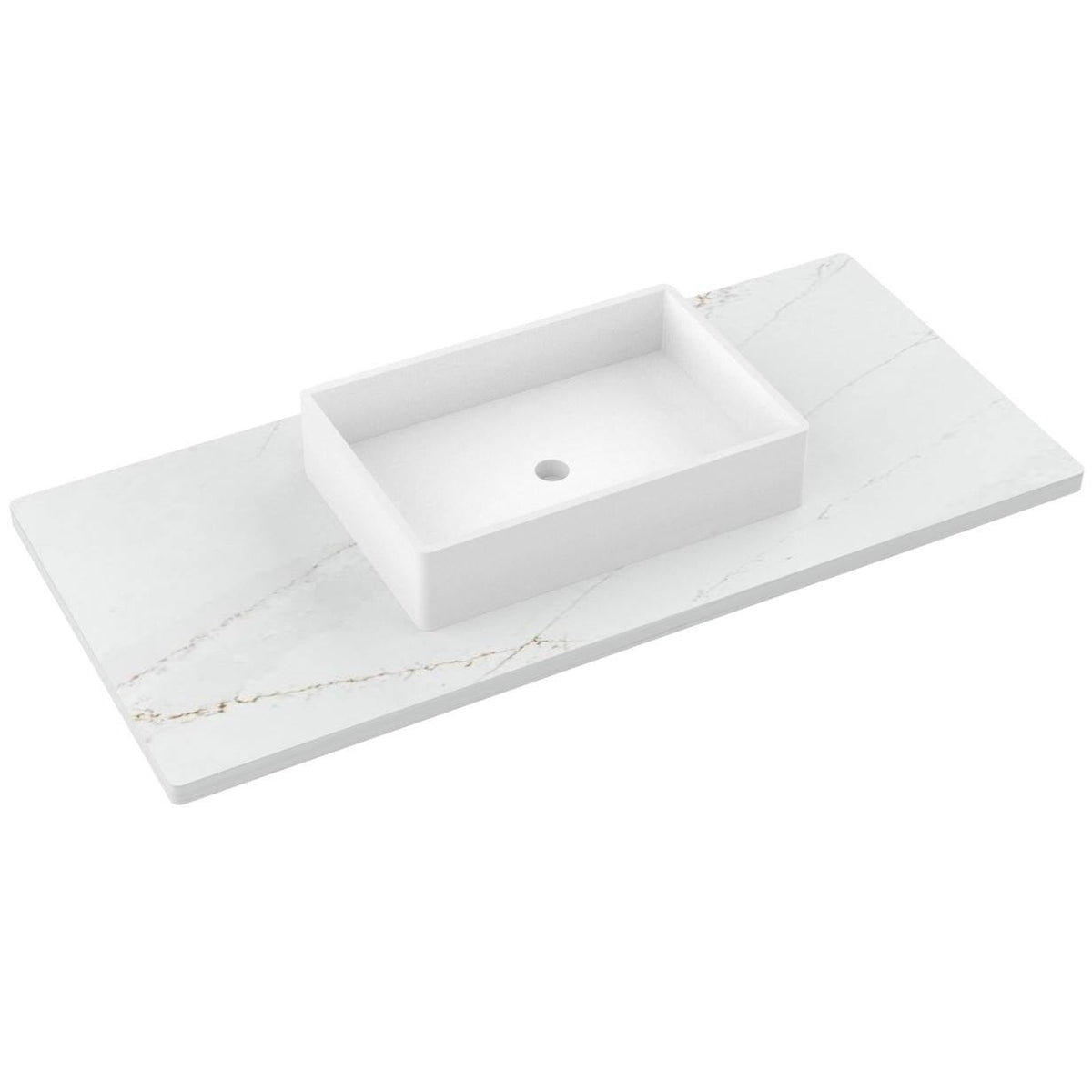 Vanderloc 49&quot; Silestone® Quartz Vanity Top Single Vigo Centered Sink – Ethereal Glow – No Hole – Not Included