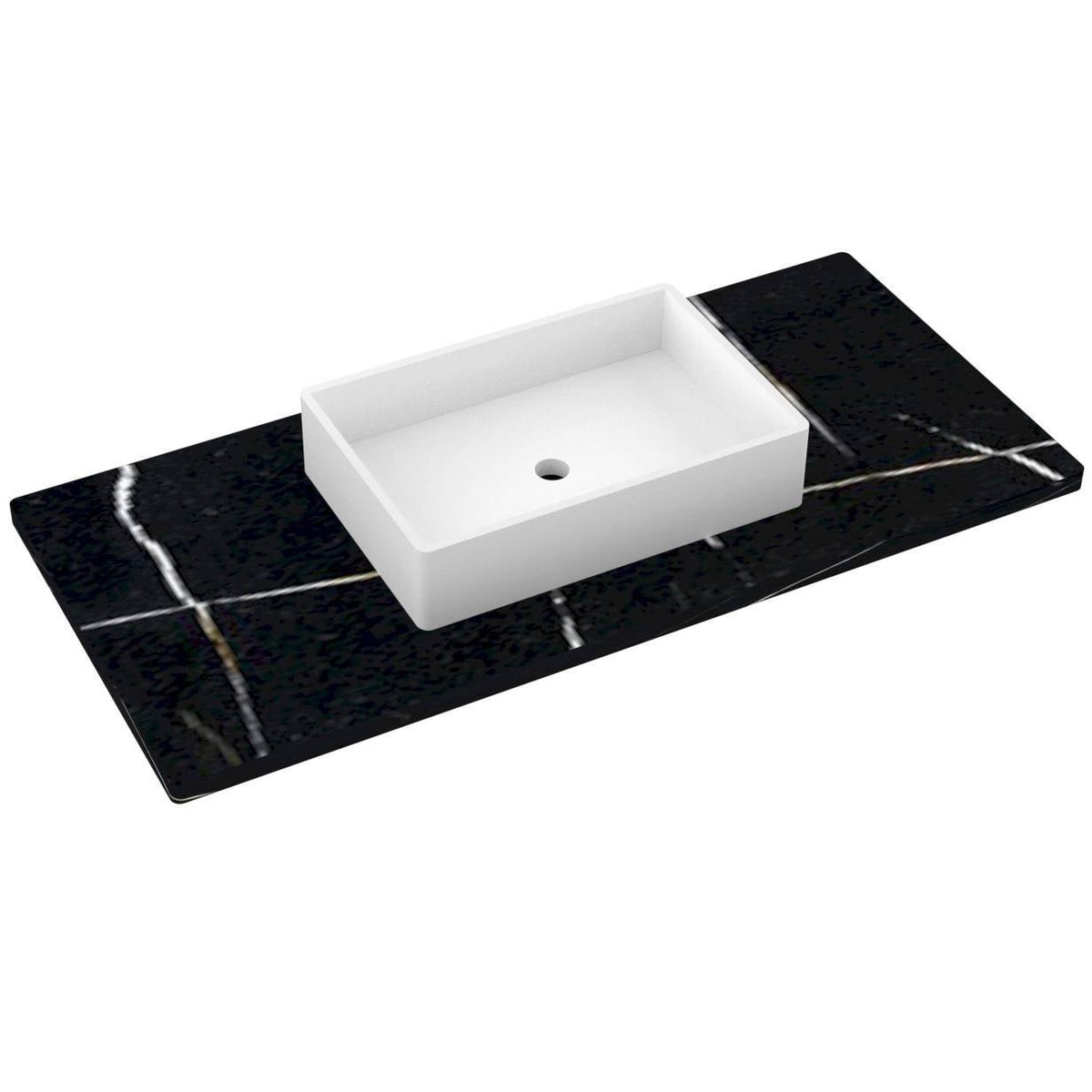 Vanderloc 49&quot; Silestone® Quartz Vanity Top Single Vigo Centered Sink – Eternal Noir – No Hole – Not Included