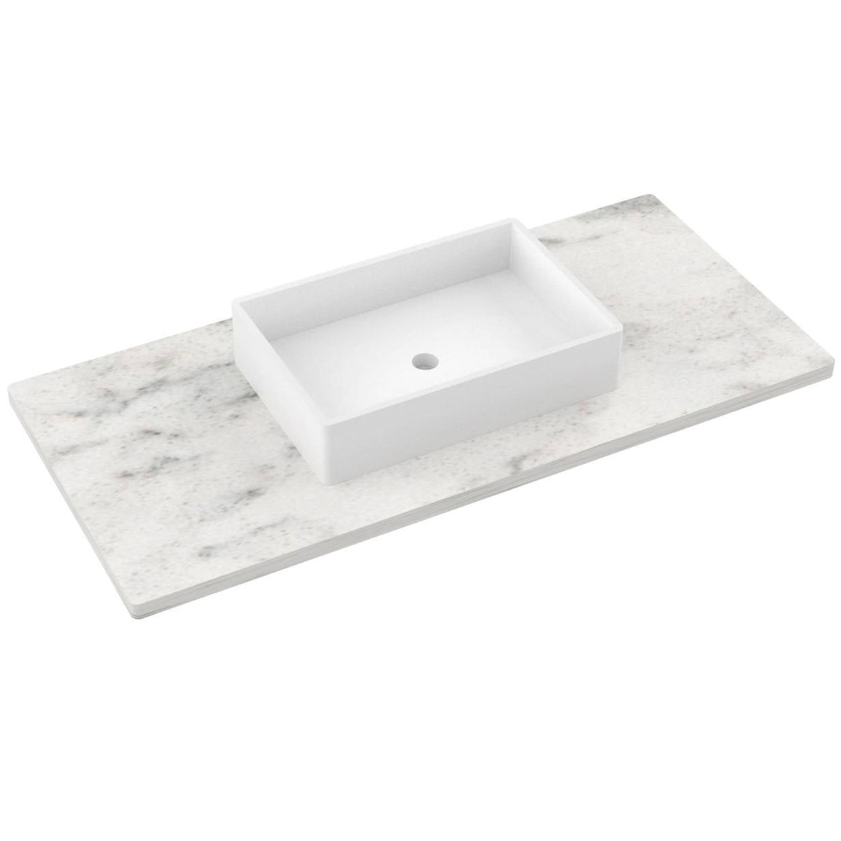 Vanderloc 49&quot; Silestone® Quartz Vanity Top Single Vigo Centered Sink – Helix – No Hole – Not Included
