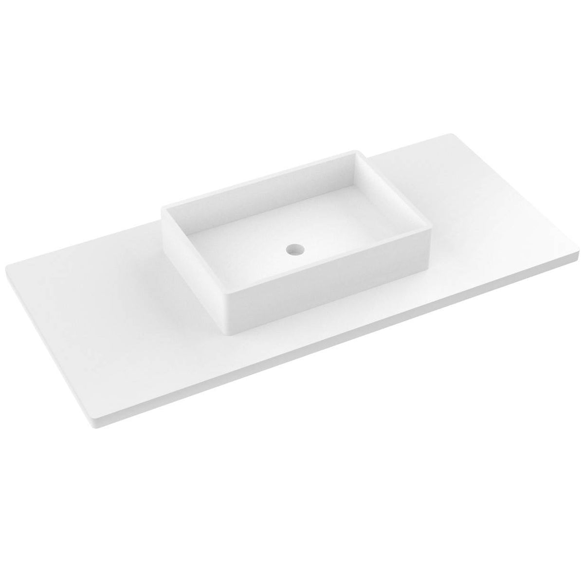Vanderloc 49&quot; Silestone® Quartz Vanity Top Single Vigo Centered Sink – White Zeus – No Hole – Not Included