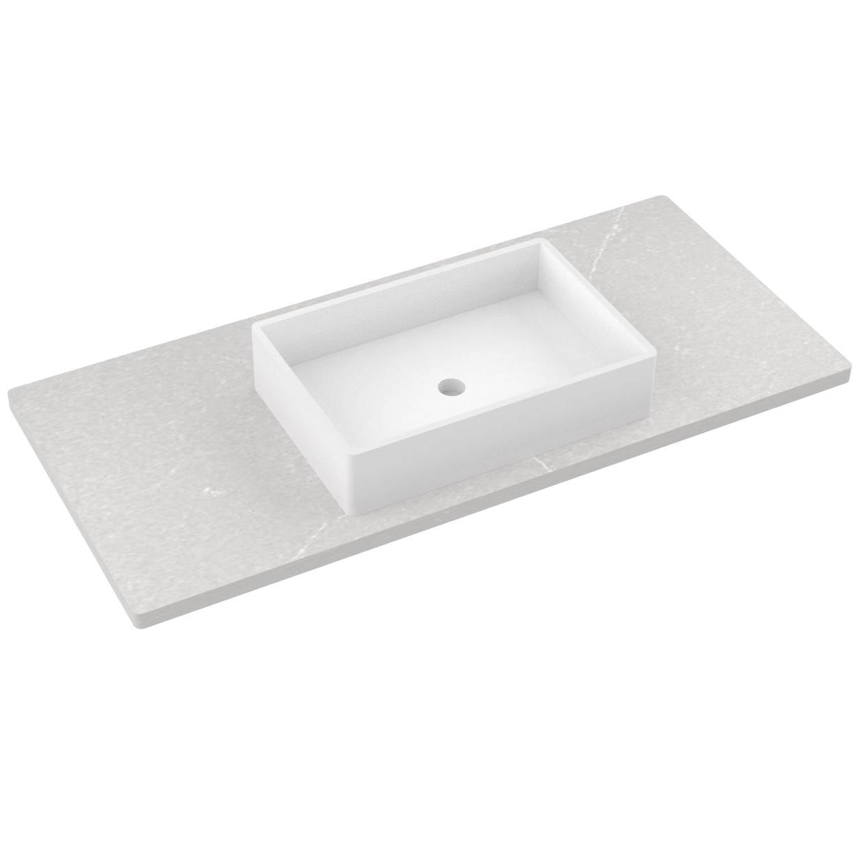 Vanderloc 49" Silestone® Quartz Vanity Top Single Vigo Centered Sink – Desert Silver – Single Hole – Not Included