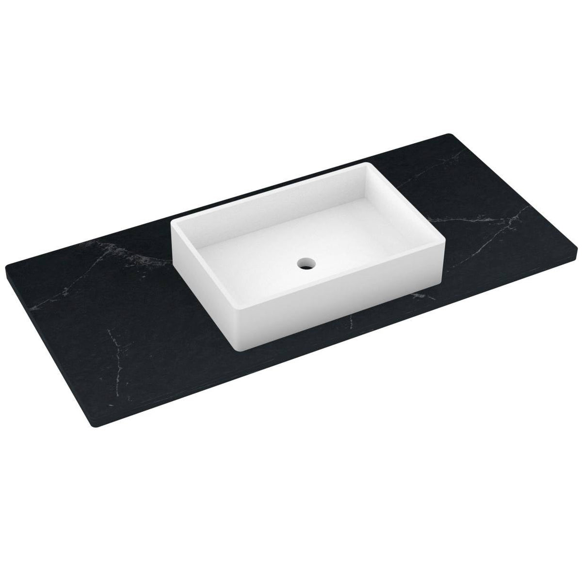 Vanderloc 49&quot; Silestone® Quartz Vanity Top Single Vigo Centered Sink – Eternal Charcoal – Widespread – Not Included