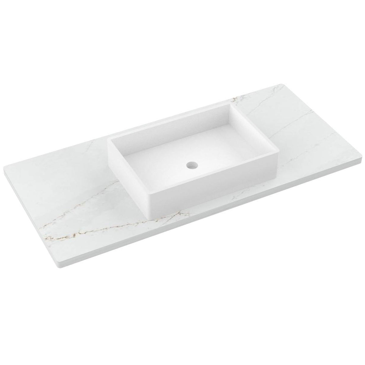 Vanderloc 49&quot; Silestone® Quartz Vanity Top Single Vigo Centered Sink – Ethereal Glow – Widespread – Not Included