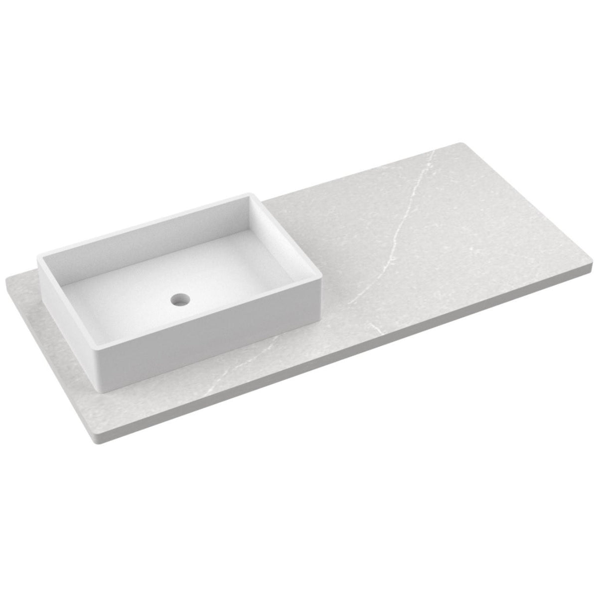 Vanderloc 49&quot; Silestone® Quartz Vanity Top Single Vigo Left Offset Sink – Desert Silver – No Hole – Not Included