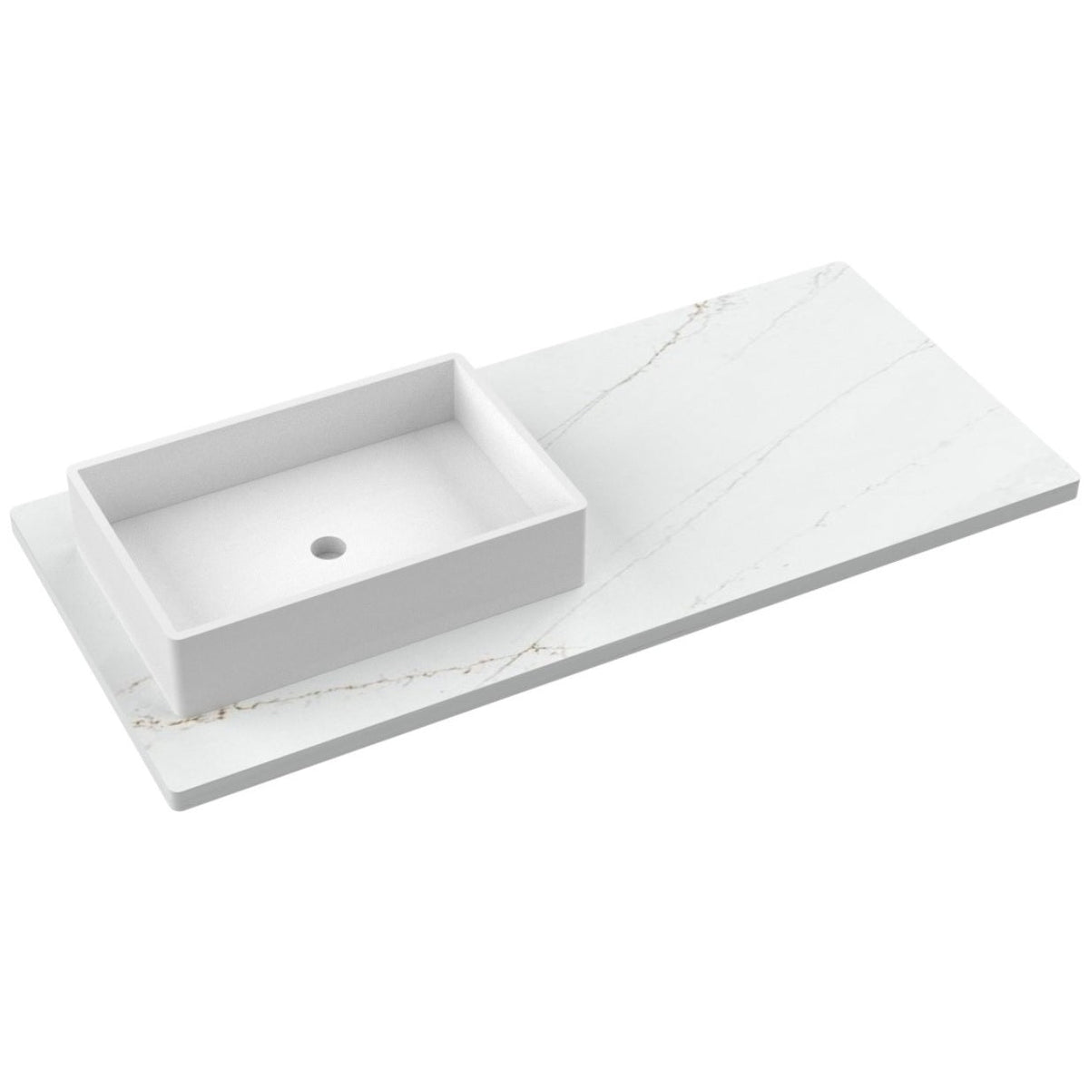 Vanderloc 49&quot; Silestone® Quartz Vanity Top Single Vigo Left Offset Sink – Ethereal Glow – No Hole – Not Included