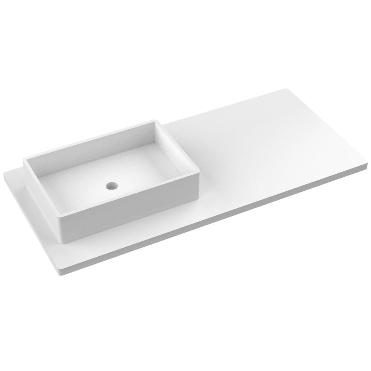 Vanderloc 49&quot; Silestone® Quartz Vanity Top Single Vigo Left Offset Sink – White Zeus – No Hole – Not Included