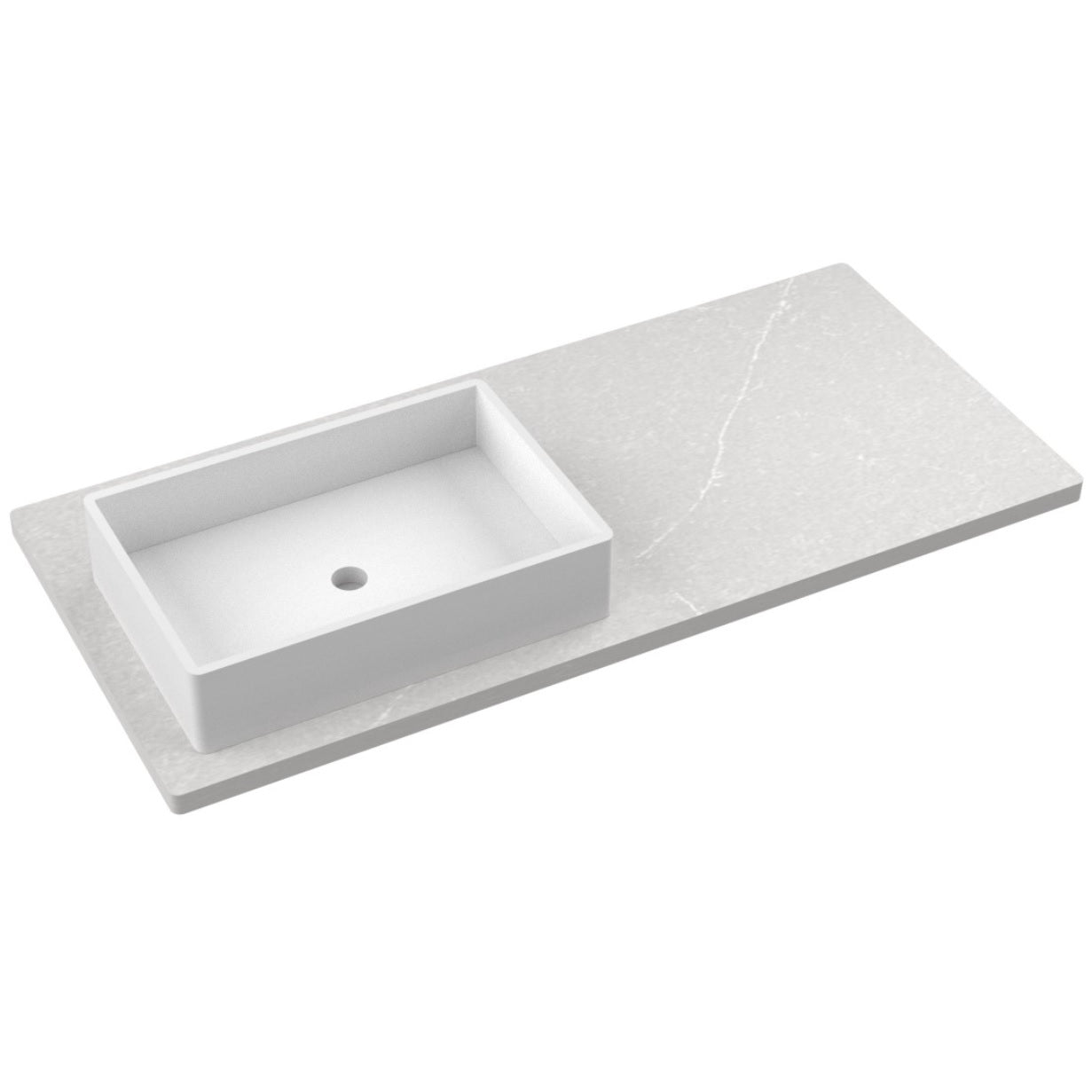 Vanderloc 49" Silestone® Quartz Vanity Top Single Vigo Left Offset Sink – Desert Silver – Single Hole – Not Included