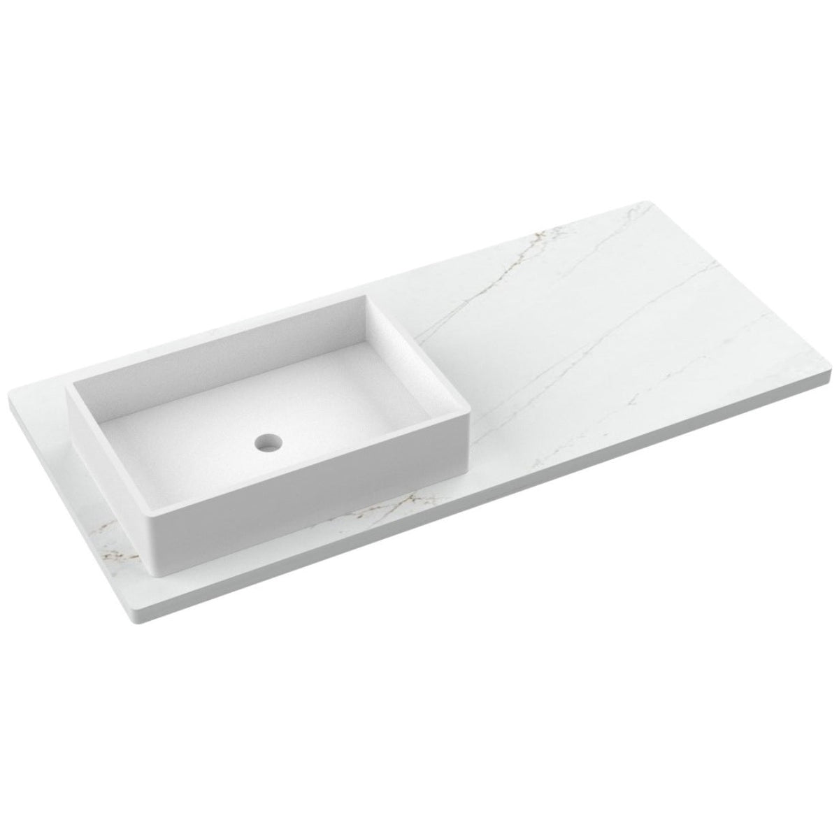 Vanderloc 49&quot; Silestone® Quartz Vanity Top Single Vigo Left Offset Sink – Ethereal Glow – Single Hole – Not Included