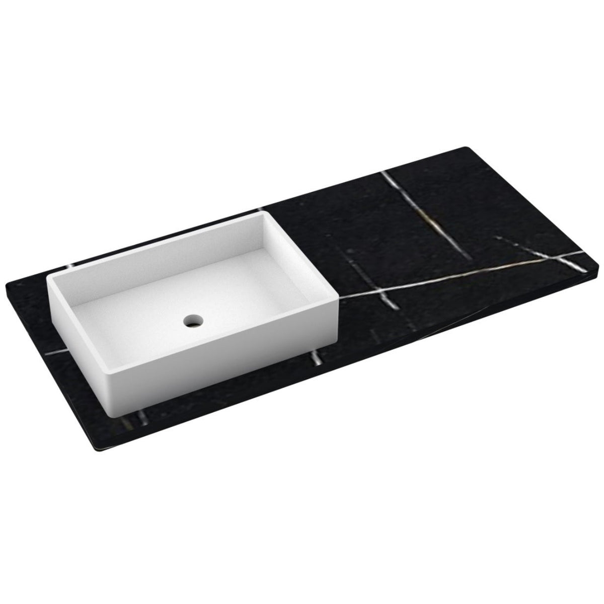 Vanderloc 49&quot; Silestone® Quartz Vanity Top Single Vigo Left Offset Sink – Eternal Noir – Single Hole – Not Included