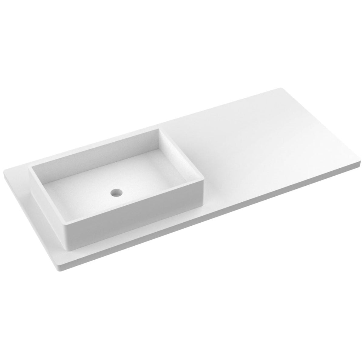 Vanderloc 49&quot; Silestone® Quartz Vanity Top Single Vigo Left Offset Sink – White Zeus – Single Hole – Not Included