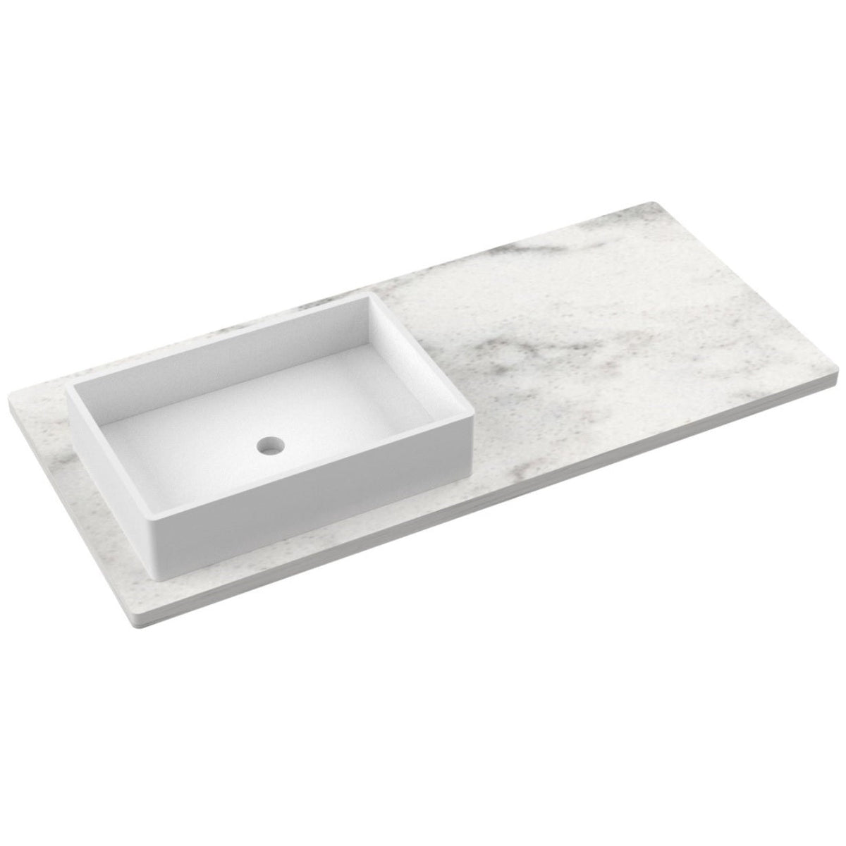 Vanderloc 49&quot; Silestone® Quartz Vanity Top Single Vigo Left Offset Sink – Helix – Widespread – Not Included