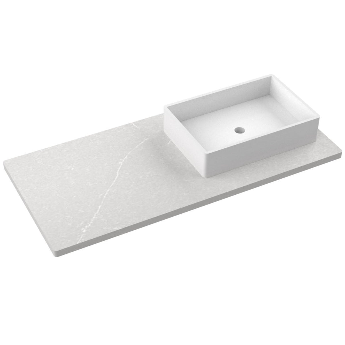 Vanderloc 49&quot; Silestone® Quartz Vanity Top Single Vigo Right Offset Sink – Desert Silver – No Hole – Not Included