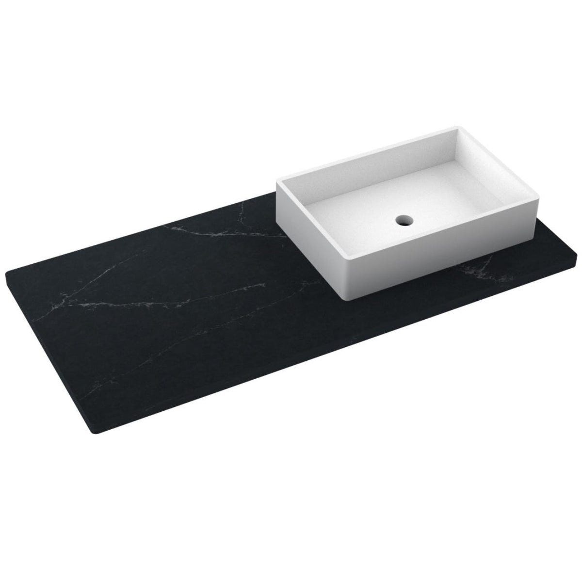 Vanderloc 49&quot; Silestone® Quartz Vanity Top Single Vigo Right Offset Sink – Eternal Charcoal – No Hole – Not Included