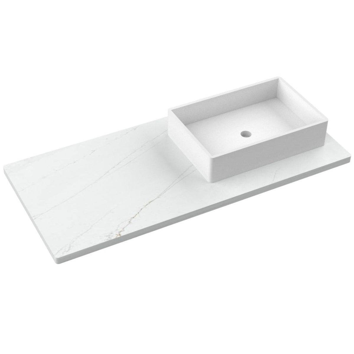 Vanderloc 49&quot; Silestone® Quartz Vanity Top Single Vigo Right Offset Sink – Ethereal Glow – No Hole – Not Included