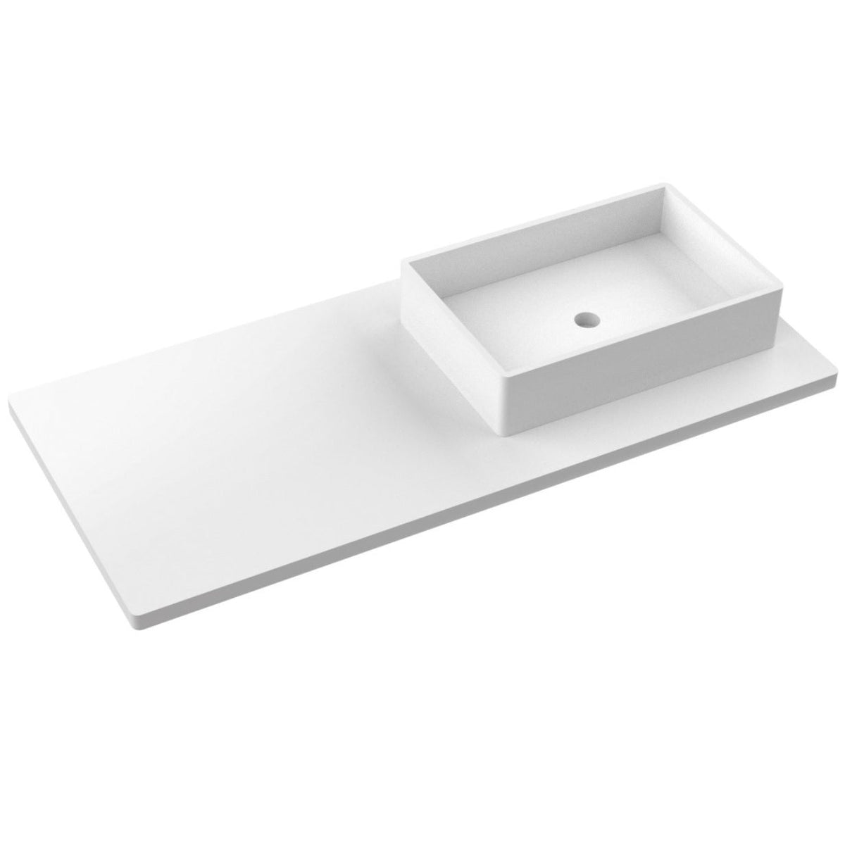 Vanderloc 49&quot; Silestone® Quartz Vanity Top Single Vigo Right Offset Sink – White Zeus – No Hole – Not Included