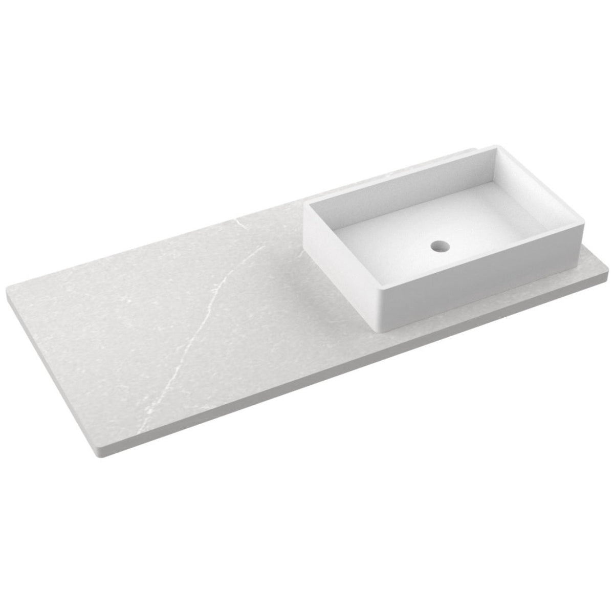 Vanderloc 49&quot; Silestone® Quartz Vanity Top Single Vigo Right Offset Sink – Desert Silver – Single Hole – Not Included
