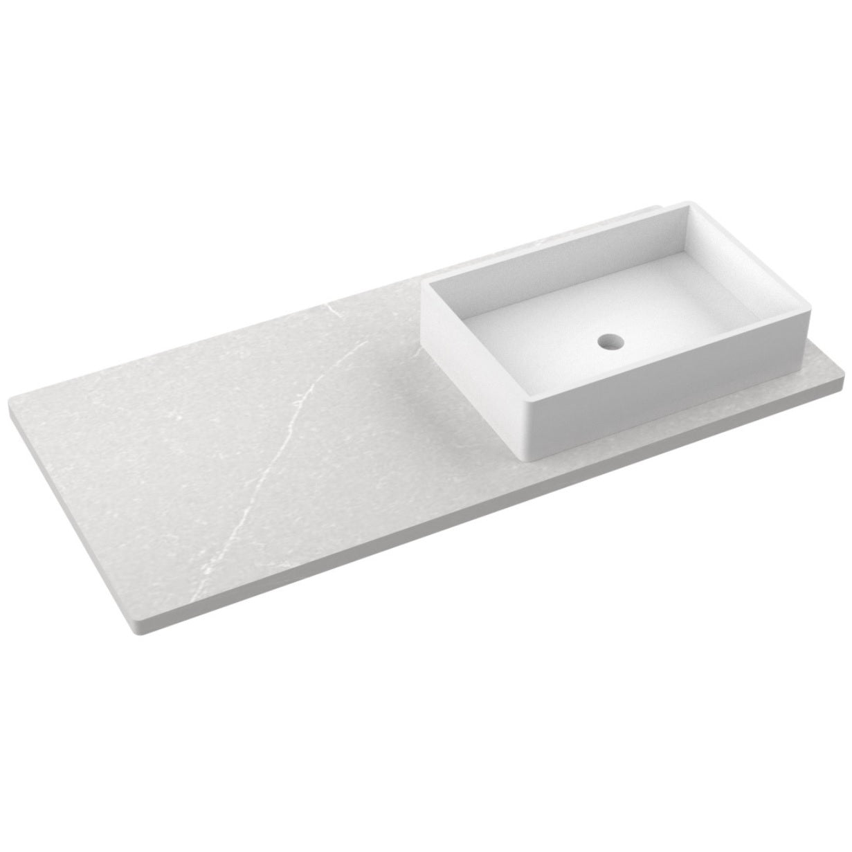 Vanderloc 49" Silestone® Quartz Vanity Top Single Vigo Right Offset Sink – Desert Silver – Single Hole – Not Included