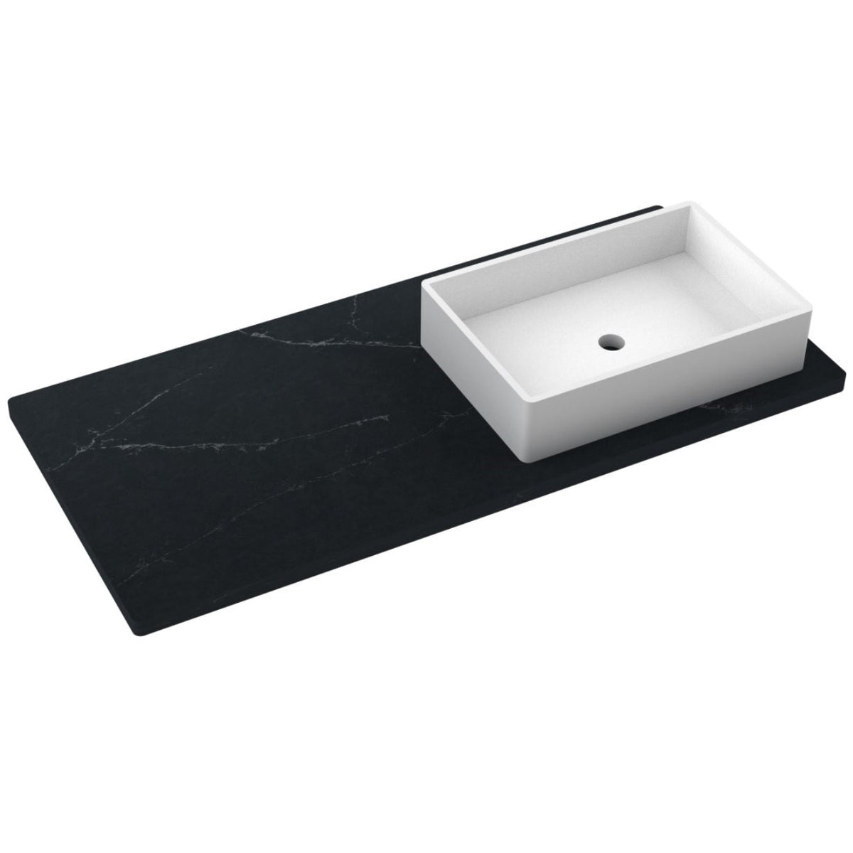 Vanderloc 49&quot; Silestone® Quartz Vanity Top Single Vigo Right Offset Sink – Eternal Charcoal – Single Hole – Not Included