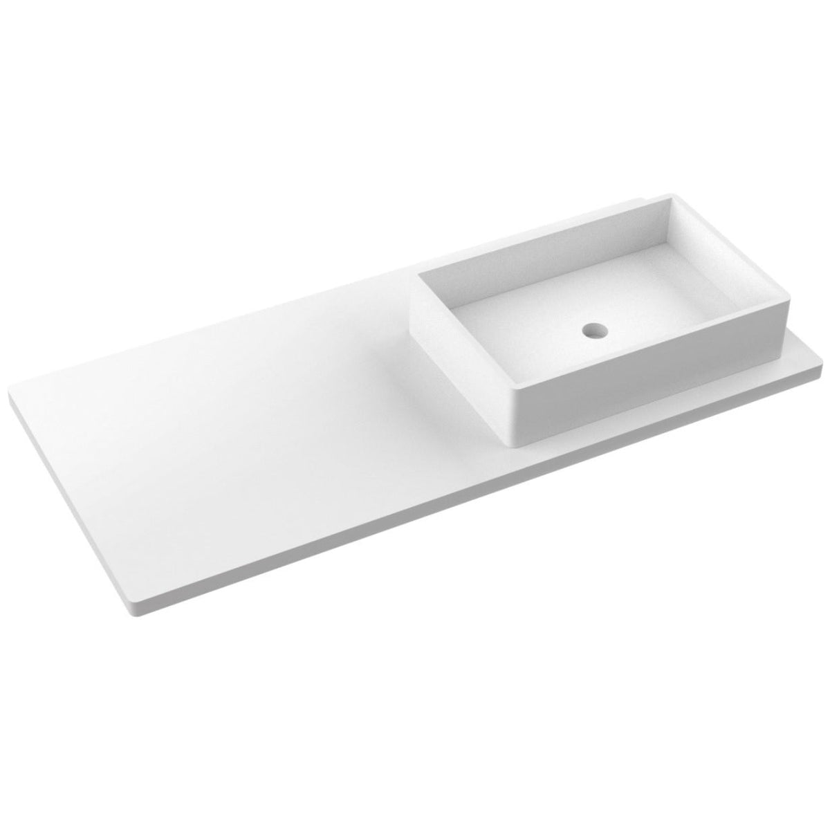 Vanderloc 49&quot; Silestone® Quartz Vanity Top Single Vigo Right Offset Sink – White Zeus – Single Hole – Not Included