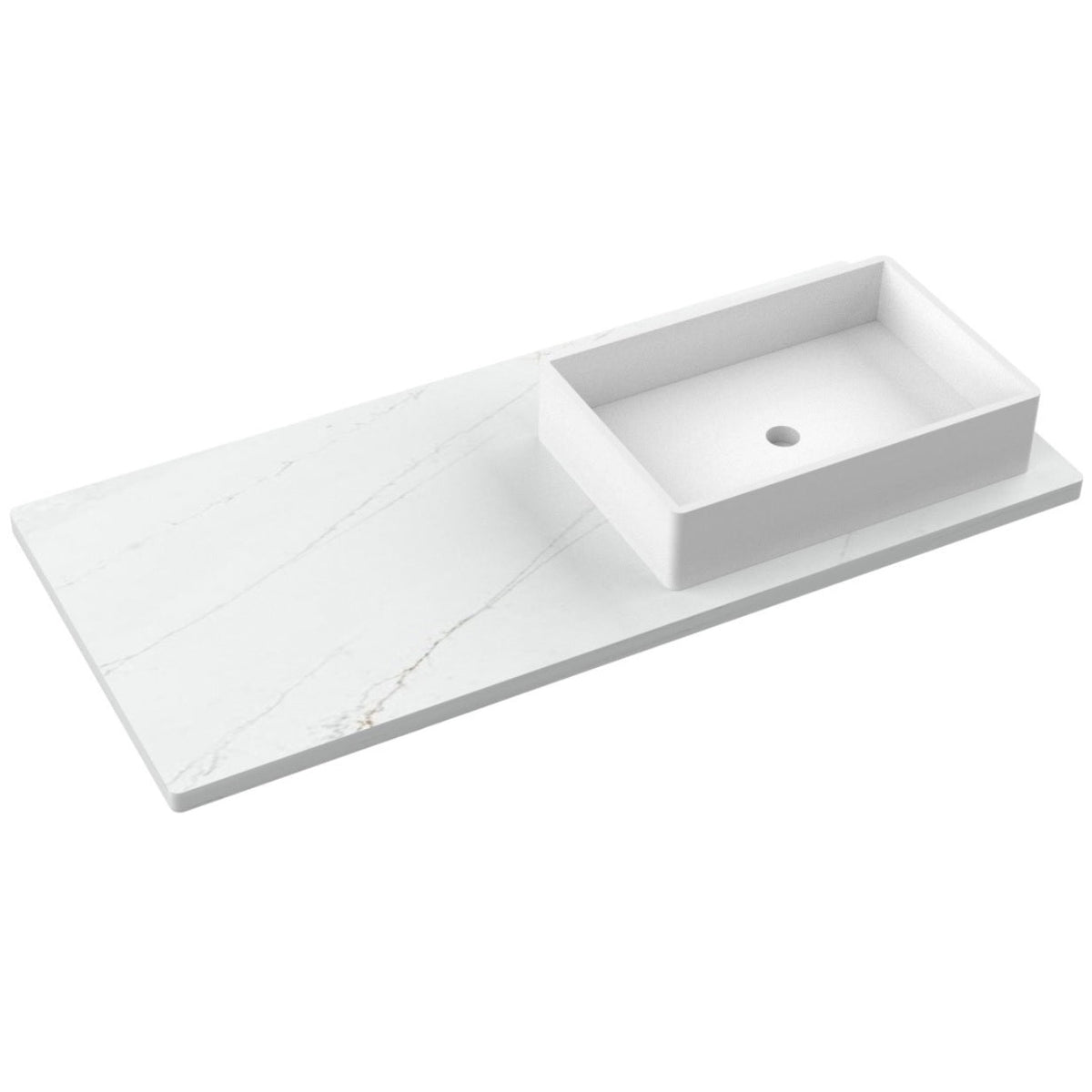 Vanderloc 49&quot; Silestone® Quartz Vanity Top Single Vigo Right Offset Sink – Ethereal Glow – Widespread – Not Included