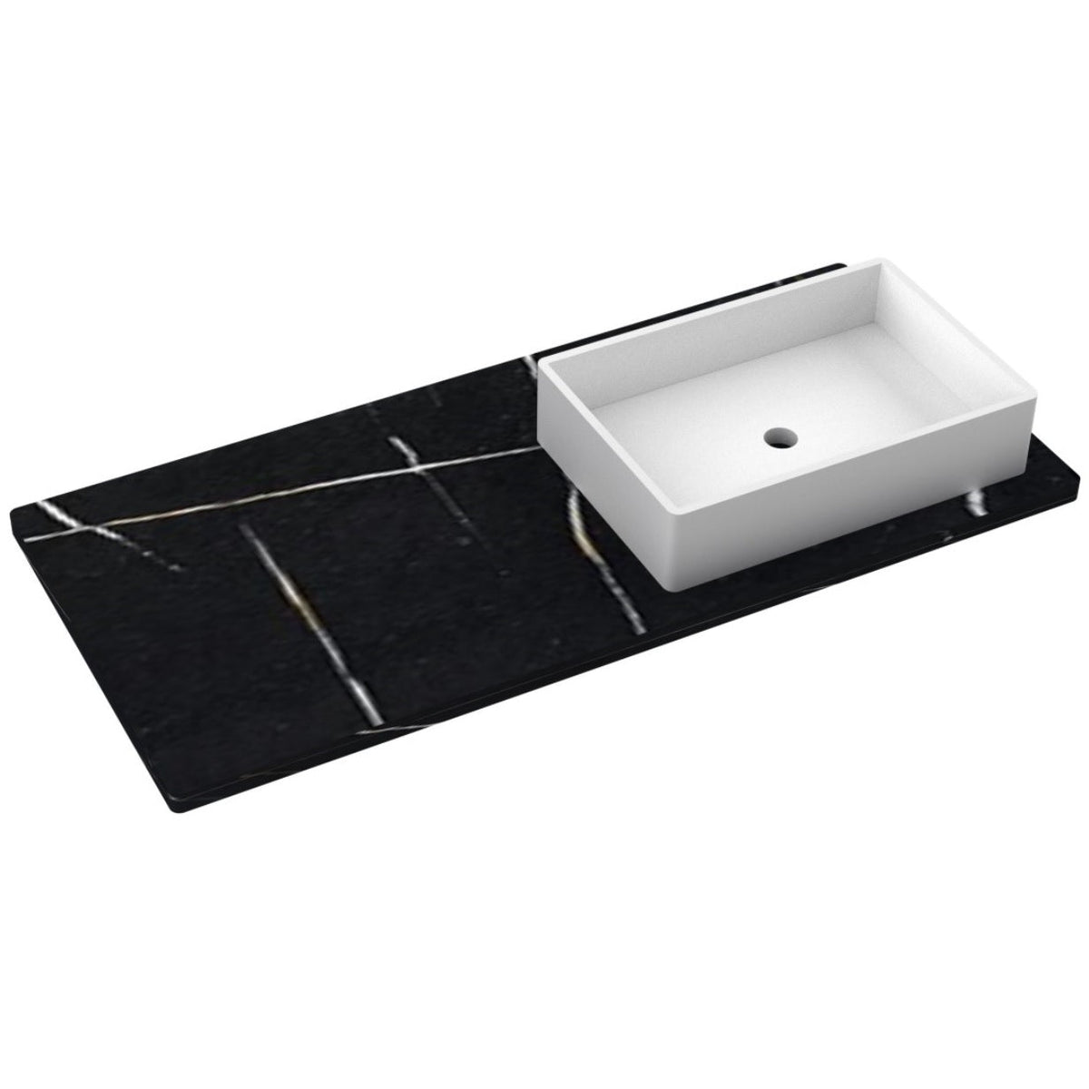 Vanderloc 49&quot; Silestone® Quartz Vanity Top Single Vigo Right Offset Sink – Eternal Noir – Widespread – Not Included