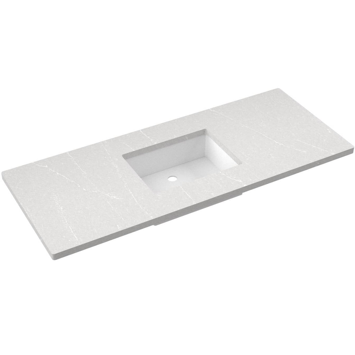 Vanderloc 55&quot; Silestone® Quartz Vanity Top Single Rectangle Centered Sink – Desert Silver – No Hole – Not Included