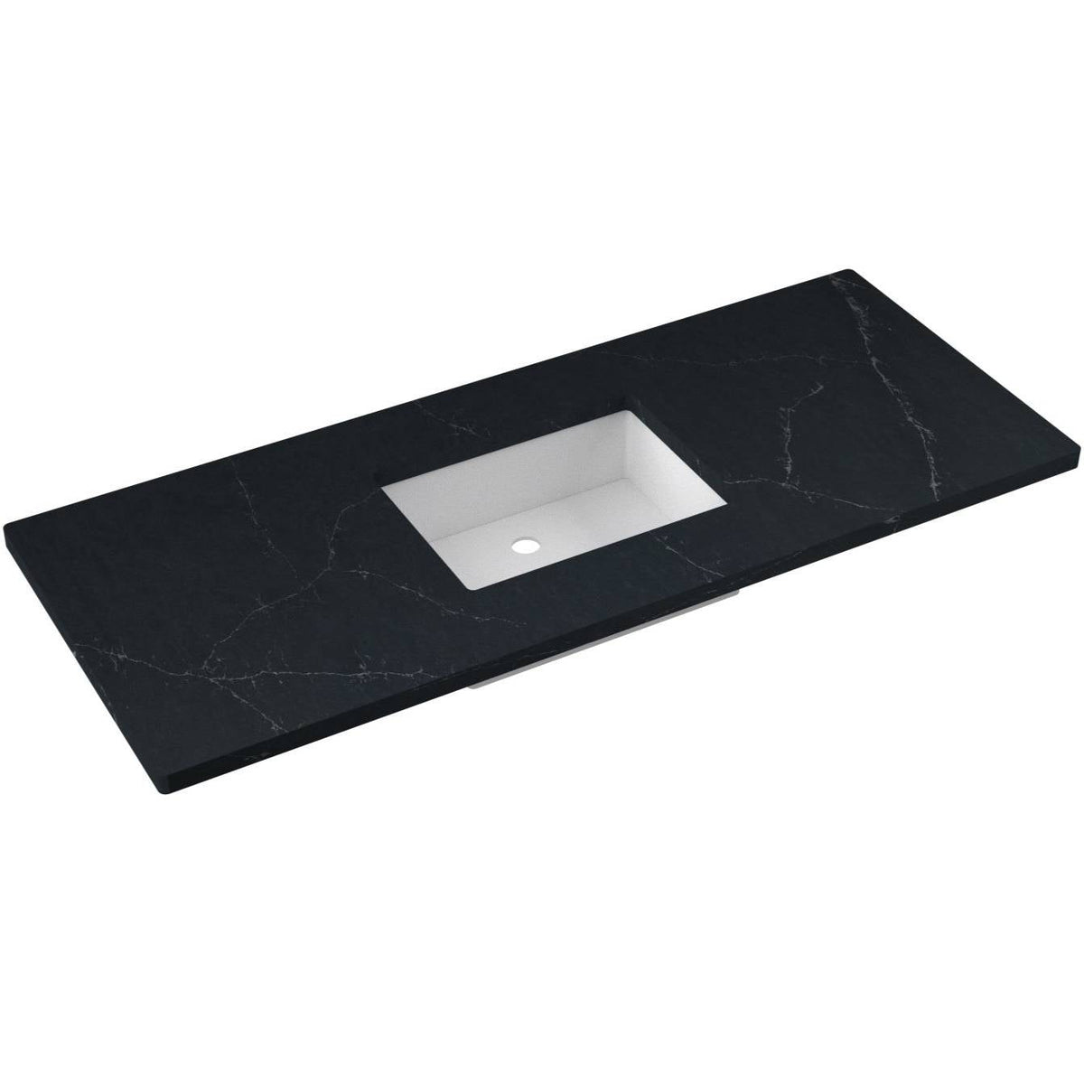Vanderloc 55&quot; Silestone® Quartz Vanity Top Single Rectangle Centered Sink – Eternal Charcoal – No Hole – Not Included