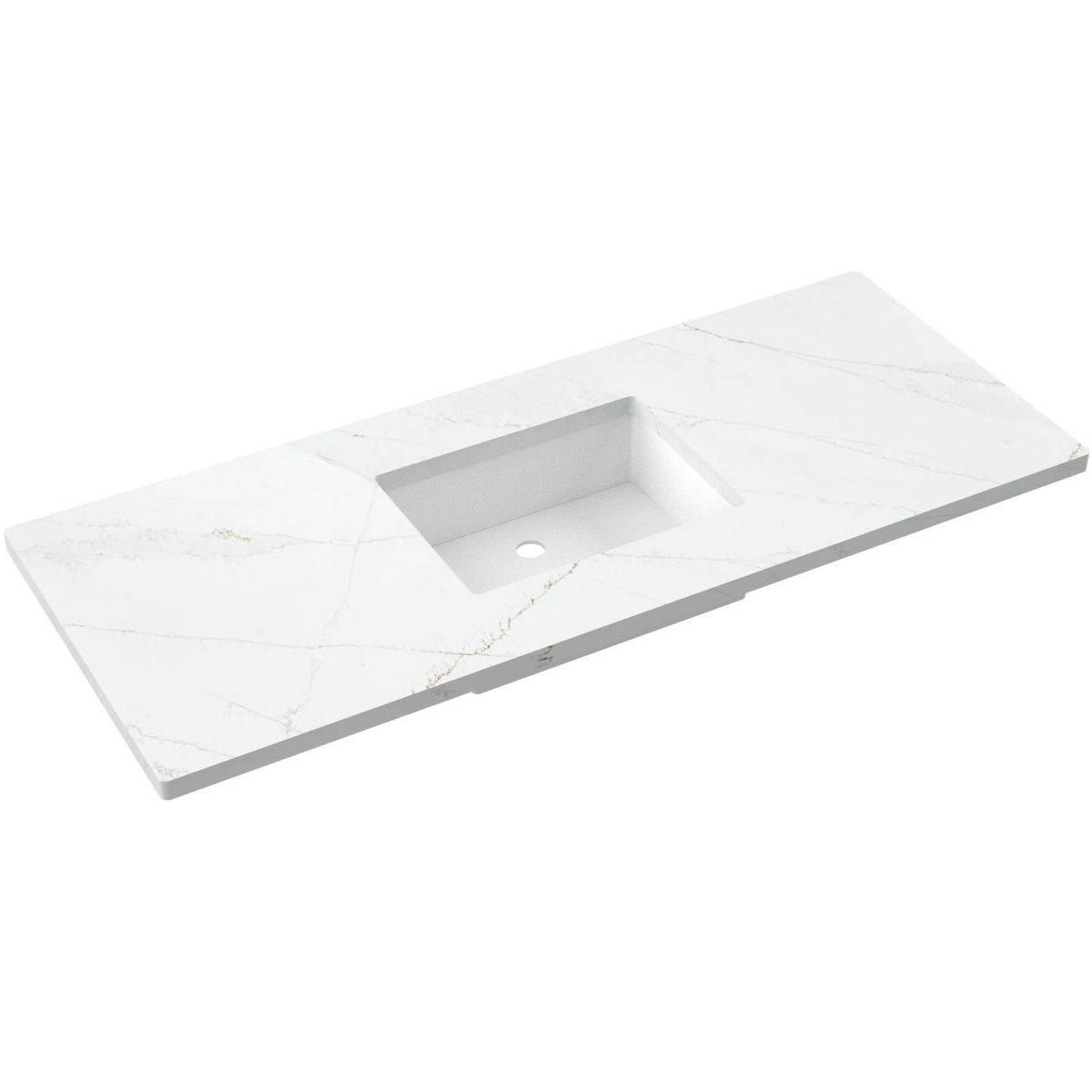 Vanderloc 55&quot; Silestone® Quartz Vanity Top Single Rectangle Centered Sink – Ethereal Glow – No Hole – Not Included