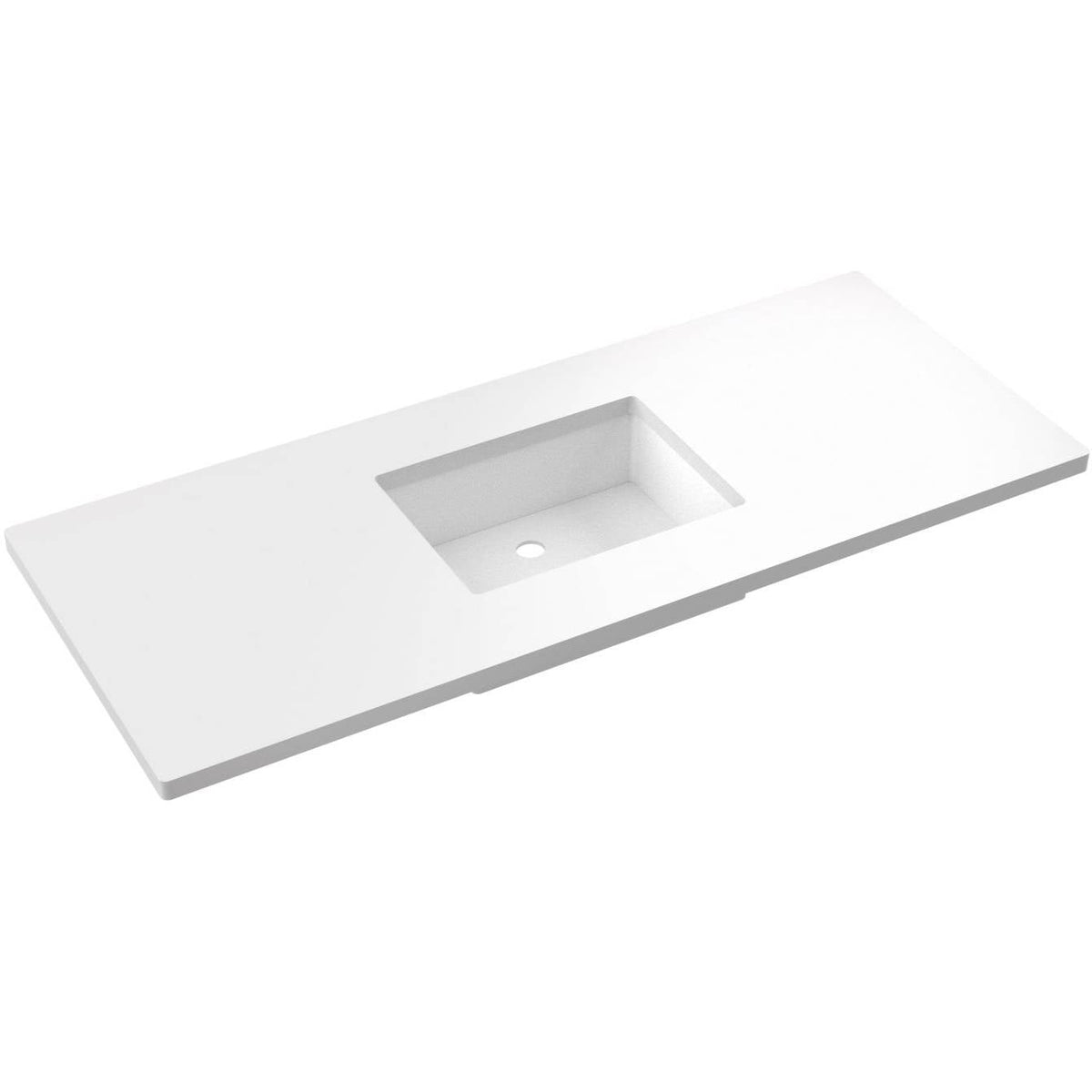 Vanderloc 55&quot; Silestone® Quartz Vanity Top Single Rectangle Centered Sink – White Zeus – No Hole – Not Included