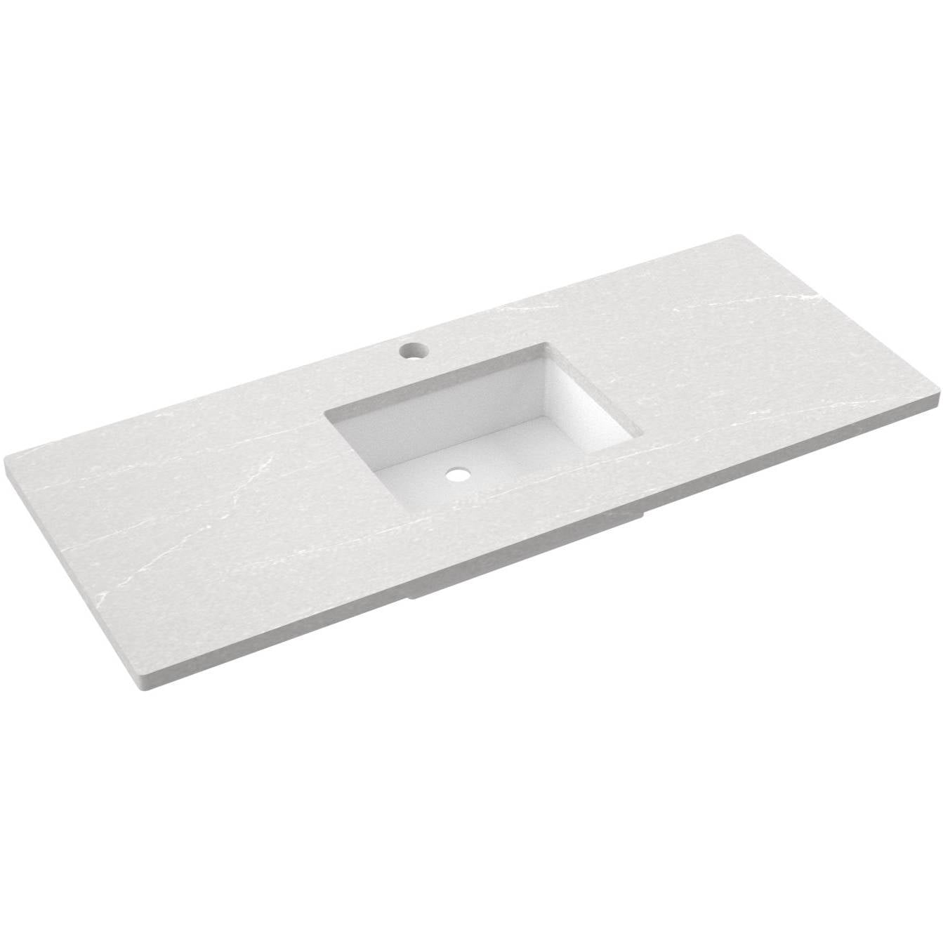 Vanderloc 55" Silestone® Quartz Vanity Top Single Rectangle Centered Sink – Desert Silver – Single Hole – Not Included