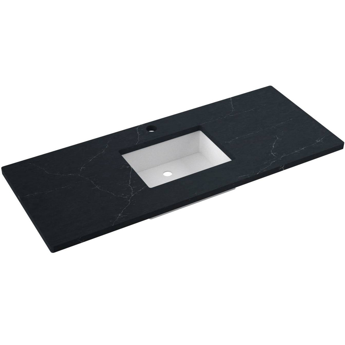 Vanderloc 55&quot; Silestone® Quartz Vanity Top Single Rectangle Centered Sink – Eternal Charcoal – Single Hole – Not Included