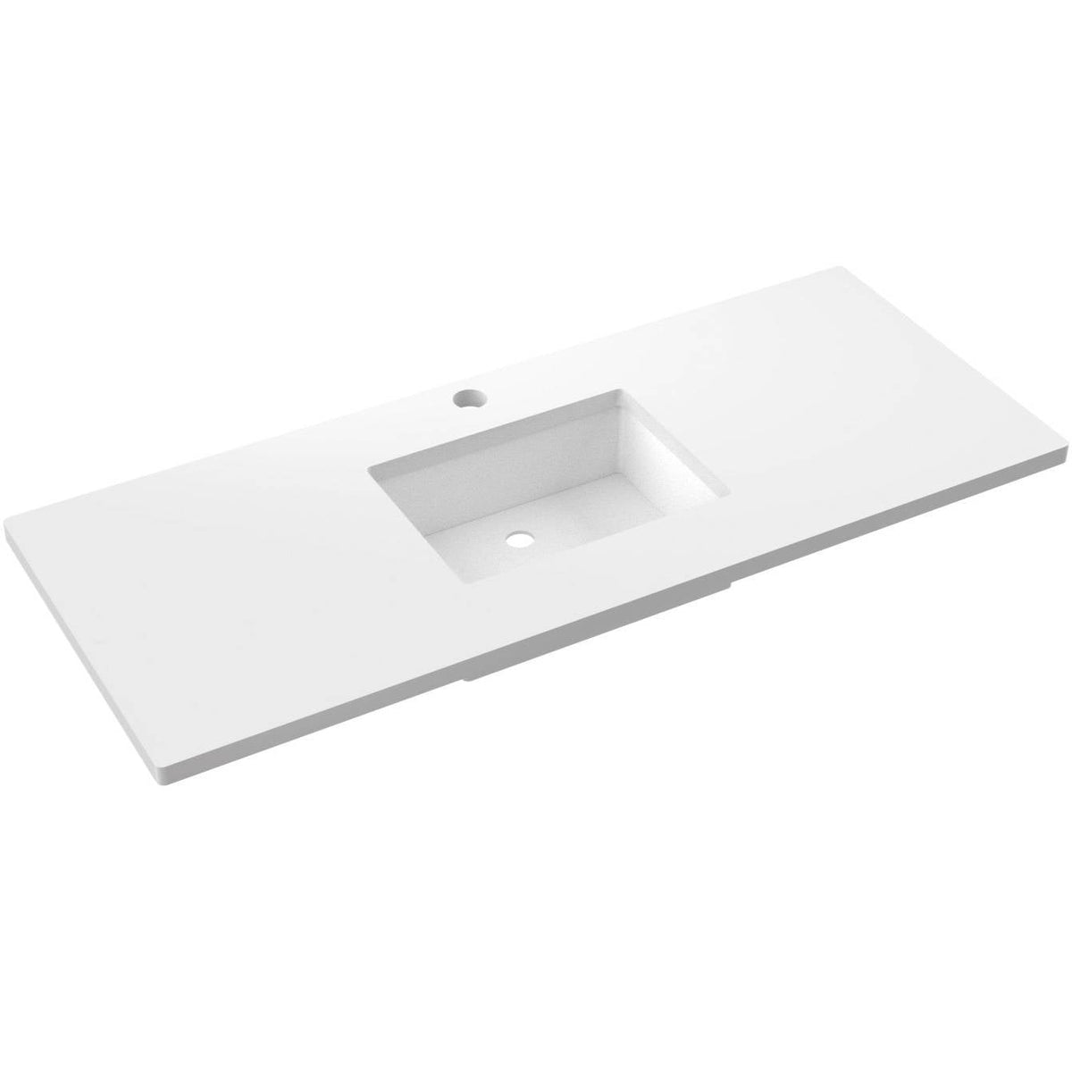 Vanderloc 55&quot; Silestone® Quartz Vanity Top Single Rectangle Centered Sink – White Zeus – Single Hole – Not Included