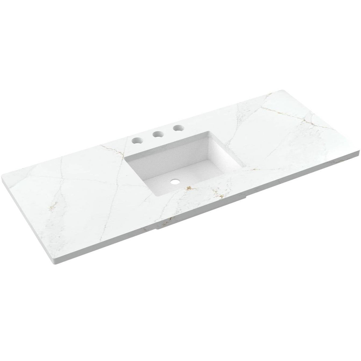 Vanderloc 55&quot; Silestone® Quartz Vanity Top Single Rectangle Centered Sink – Ethereal Glow – Widespread – Not Included