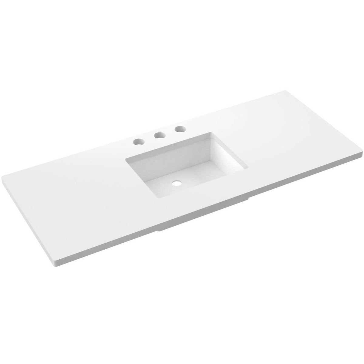 Vanderloc 55&quot; Silestone® Quartz Vanity Top Single Rectangle Centered Sink – White Zeus – Widespread – Not Included