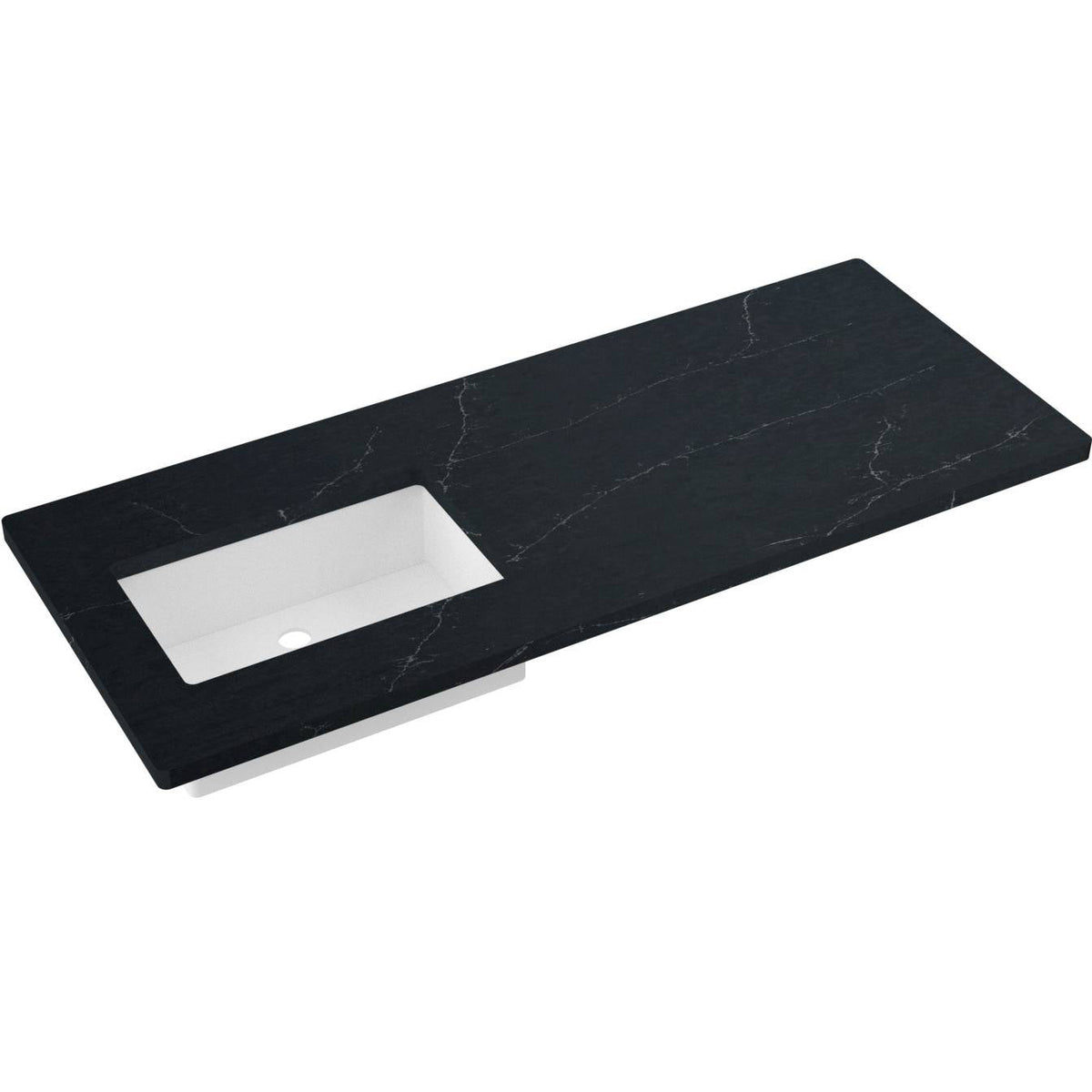Vanderloc 55&quot; Silestone® Quartz Vanity Top Single Rectangle Left Offset Sink – Eternal Charcoal – No Hole – Not Included