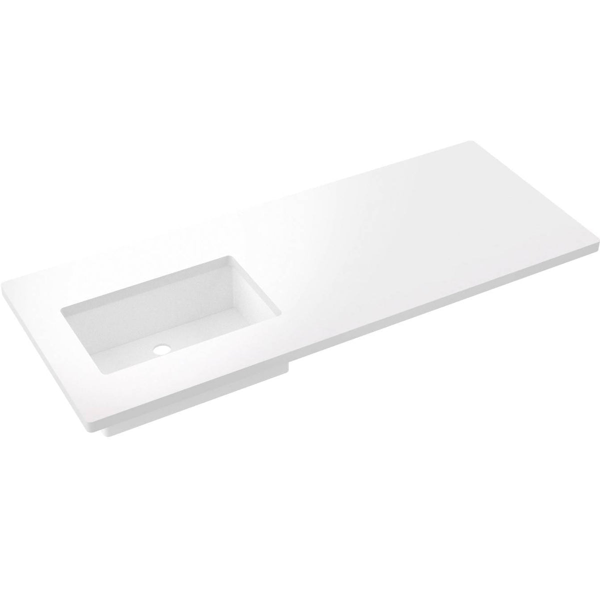 Vanderloc 55&quot; Silestone® Quartz Vanity Top Single Rectangle Left Offset Sink – White Zeus – No Hole – Not Included