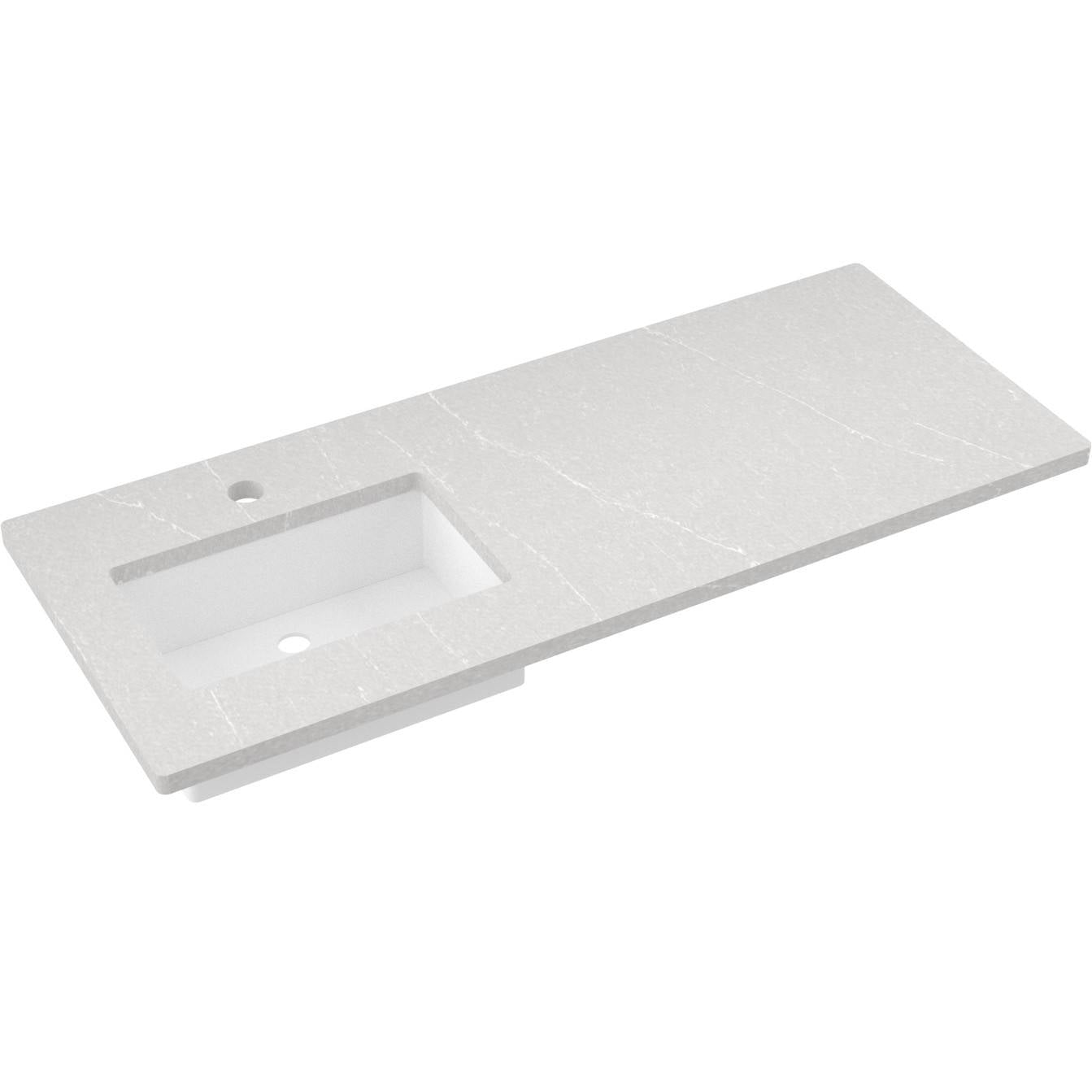 Vanderloc 55" Silestone® Quartz Vanity Top Single Rectangle Left Offset Sink – Desert Silver – Single Hole – Not Included