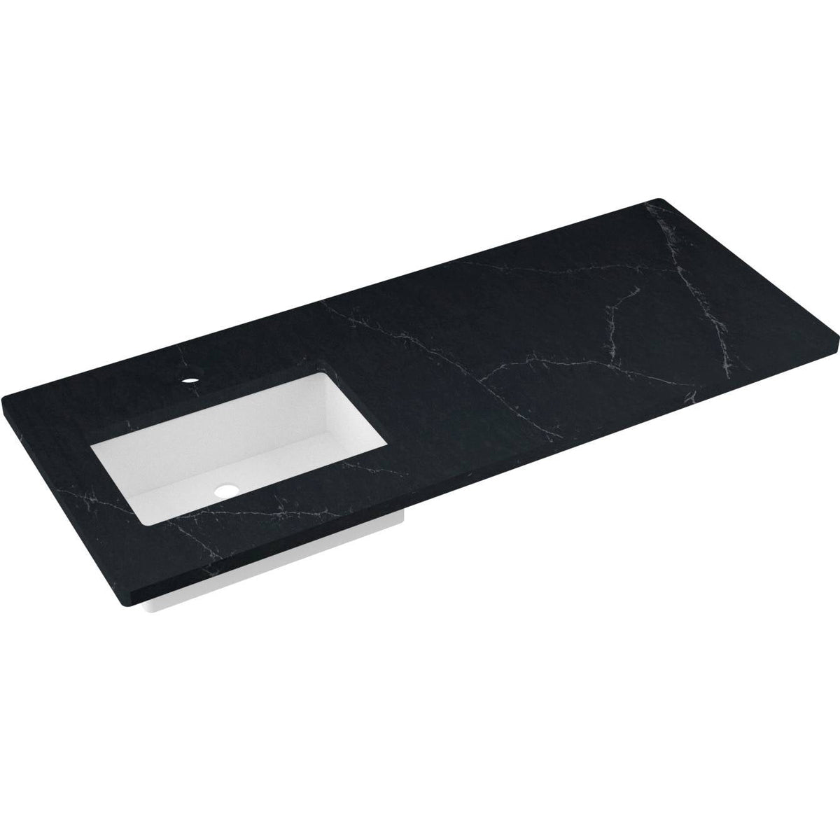 Vanderloc 55&quot; Silestone® Quartz Vanity Top Single Rectangle Left Offset Sink – Eternal Charcoal – Single Hole – Not Included