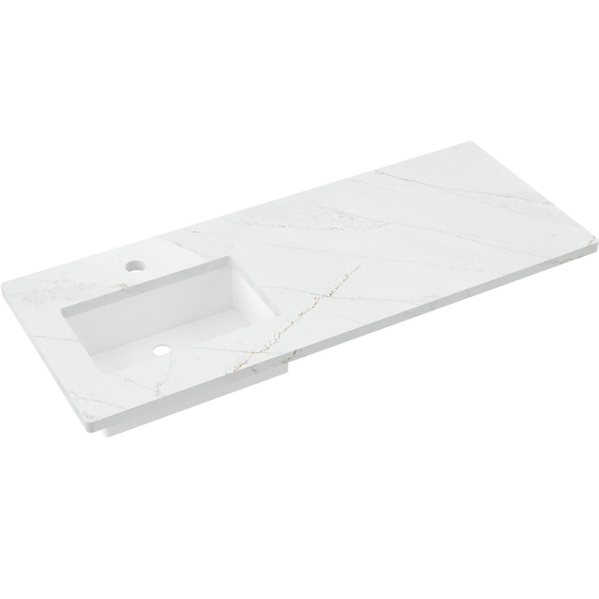 Vanderloc 55&quot; Silestone® Quartz Vanity Top Single Rectangle Left Offset Sink – Ethereal Glow – Single Hole – Not Included