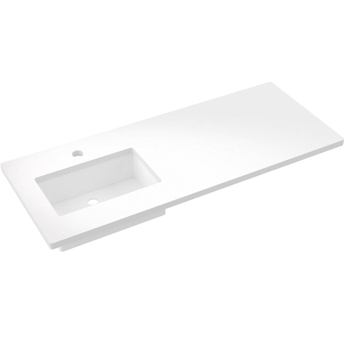 Vanderloc 55&quot; Silestone® Quartz Vanity Top Single Rectangle Left Offset Sink – White Zeus – Single Hole – Not Included