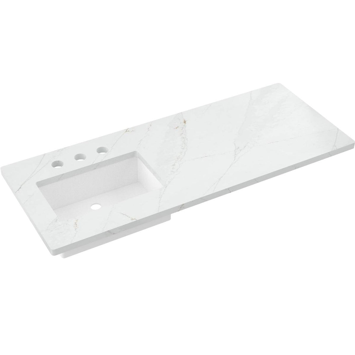 Vanderloc 55&quot; Silestone® Quartz Vanity Top Single Rectangle Left Offset Sink – Ethereal Glow – Widespread – Not Included