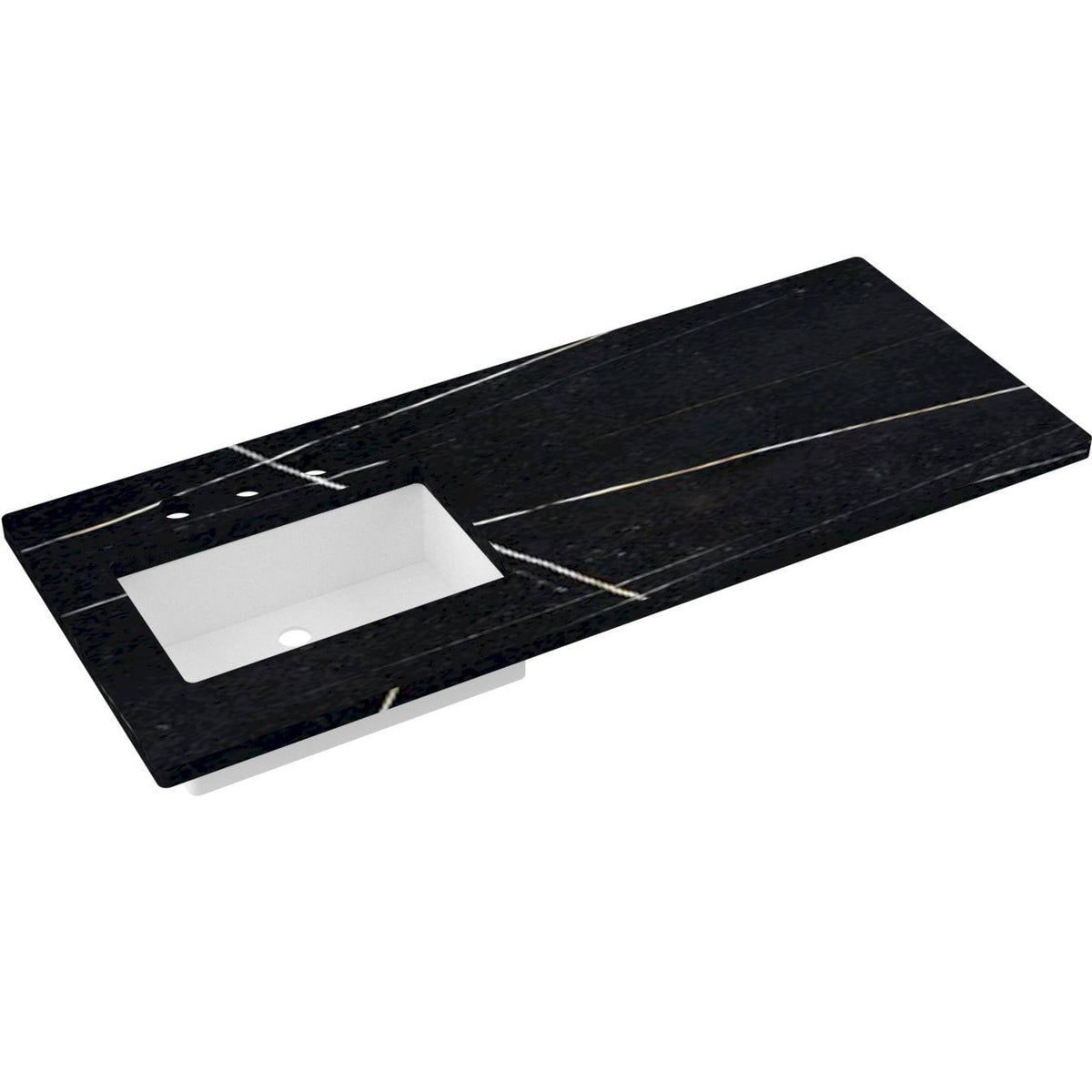 Vanderloc 55&quot; Silestone® Quartz Vanity Top Single Rectangle Left Offset Sink – Eternal Noir – Widespread – Not Included
