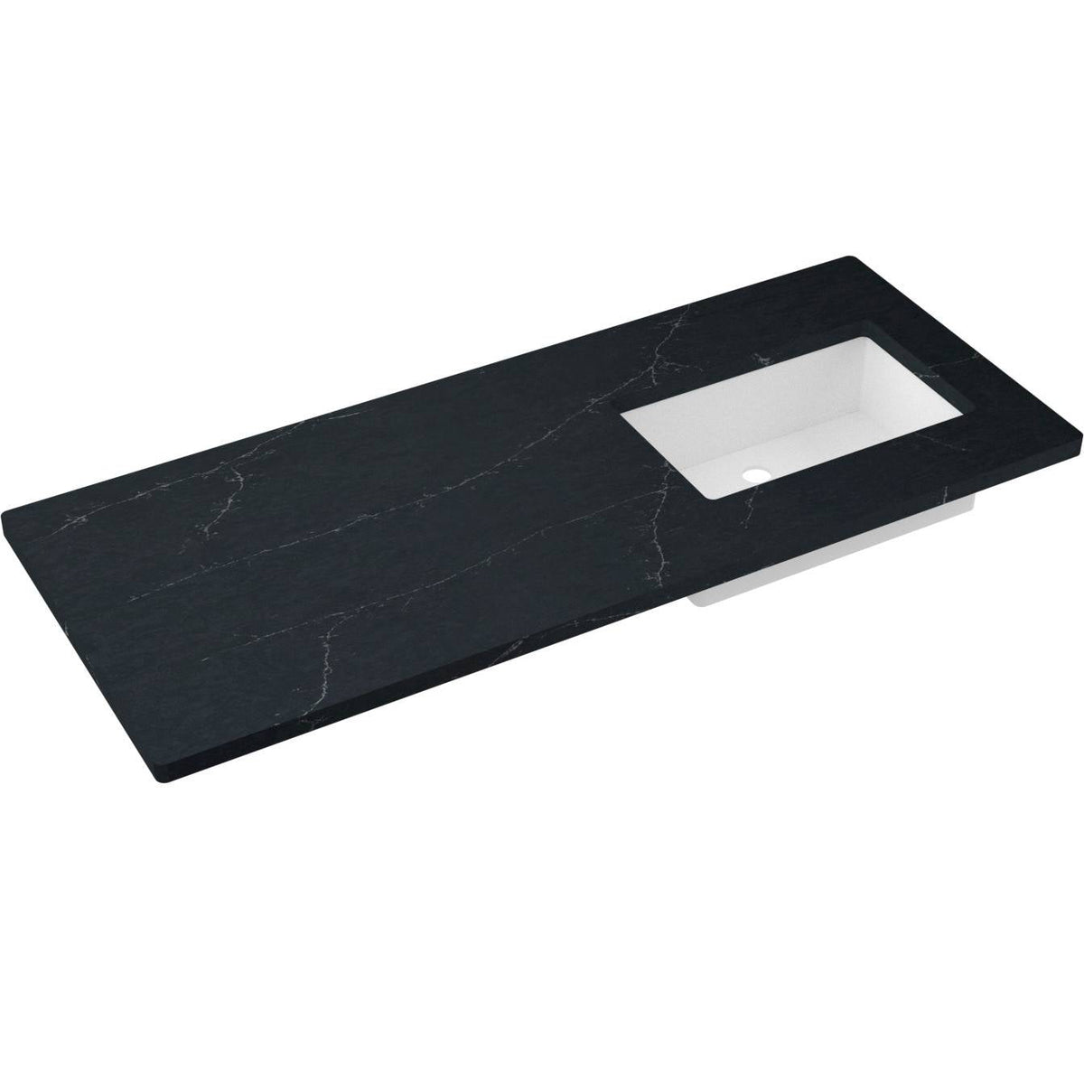 Vanderloc 55&quot; Silestone® Quartz Vanity Top Single Rectangle Right Offset Sink – Eternal Charcoal – No Hole – Not Included