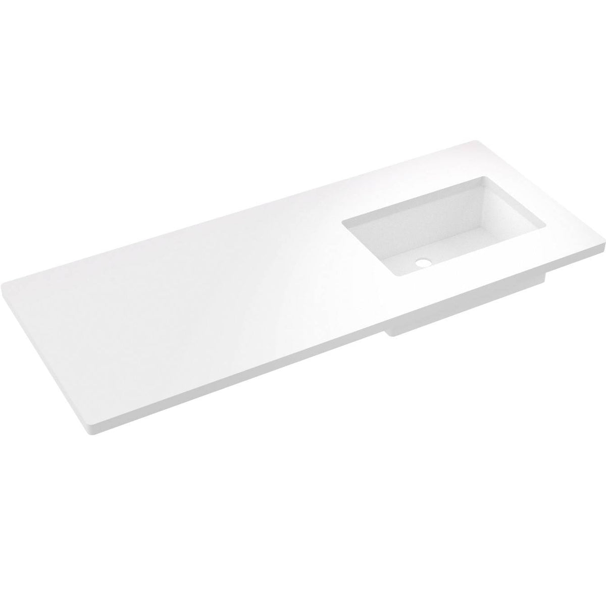 Vanderloc 55&quot; Silestone® Quartz Vanity Top Single Rectangle Right Offset Sink – White Zeus – No Hole – Not Included