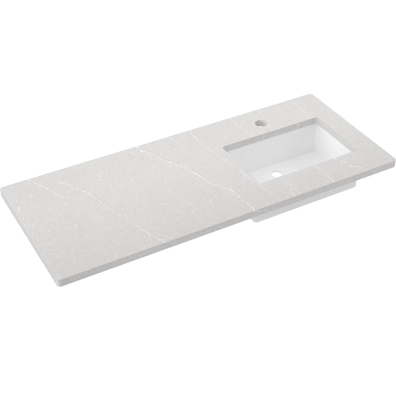Vanderloc 55" Silestone® Quartz Vanity Top Single Rectangle Right Offset Sink – Desert Silver – Single Hole – Not Included