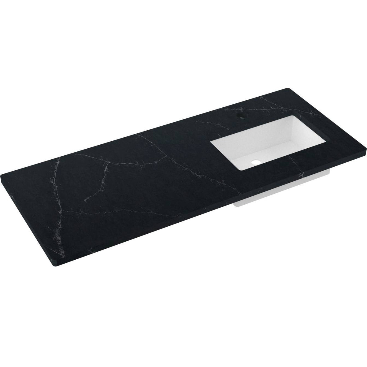 Vanderloc 55&quot; Silestone® Quartz Vanity Top Single Rectangle Right Offset Sink – Eternal Charcoal – Single Hole – Not Included