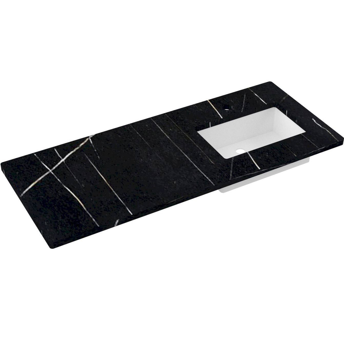 Vanderloc 55&quot; Silestone® Quartz Vanity Top Single Rectangle Right Offset Sink – Eternal Noir – Single Hole – Not Included