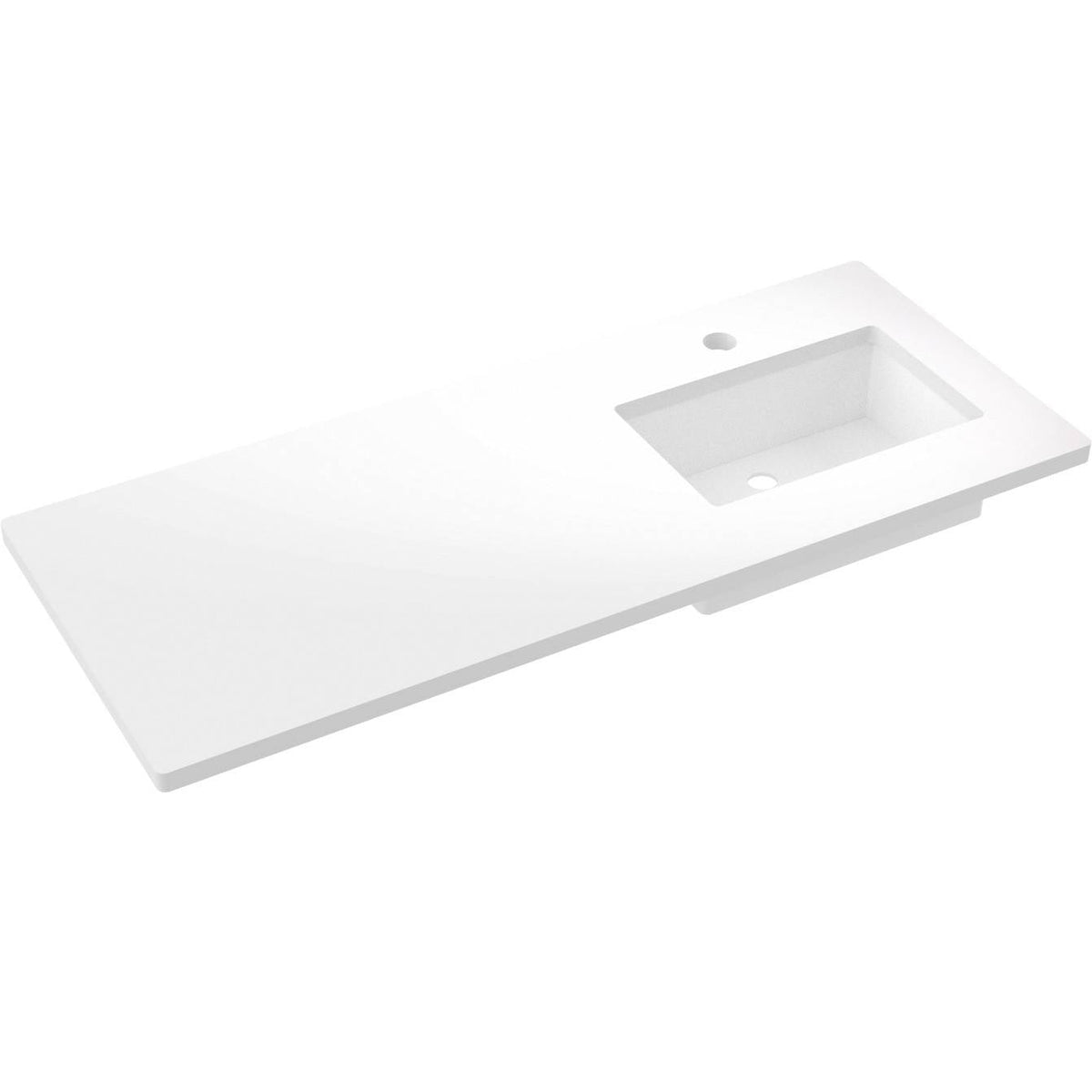 Vanderloc 55&quot; Silestone® Quartz Vanity Top Single Rectangle Right Offset Sink – White Zeus – Single Hole – Not Included