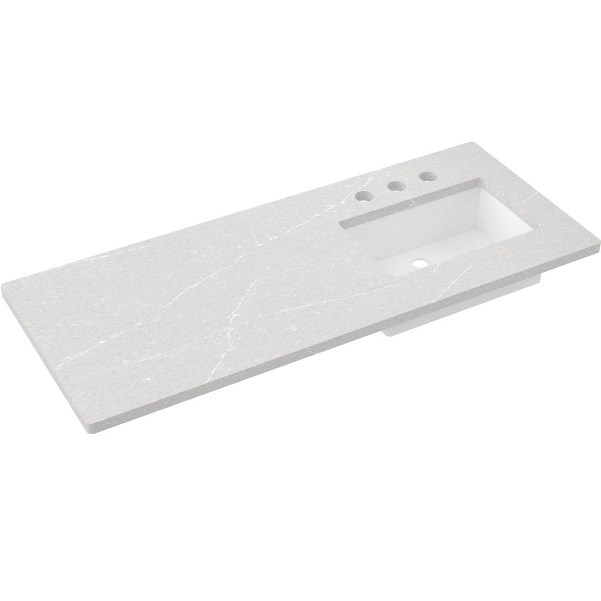 Vanderloc 55&quot; Silestone® Quartz Vanity Top Single Rectangle Right Offset Sink – Desert Silver – Widespread – Not Included